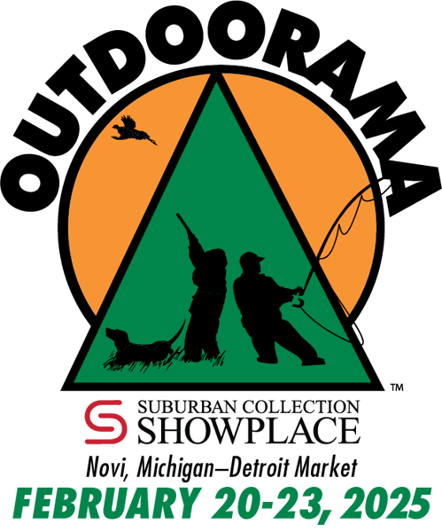 Outdoorama 2025 logo in Novi at Suburban Collection Showplace February 20-23.